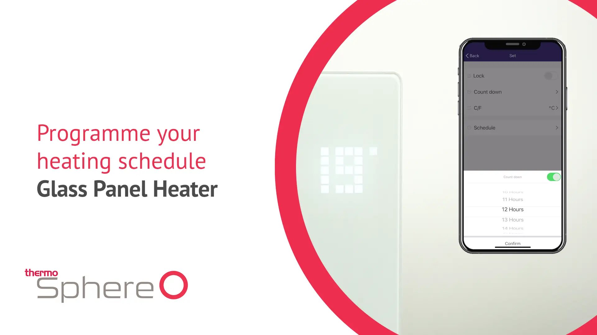 ThermoSphere Glass Panel Heater Programme heating schedule